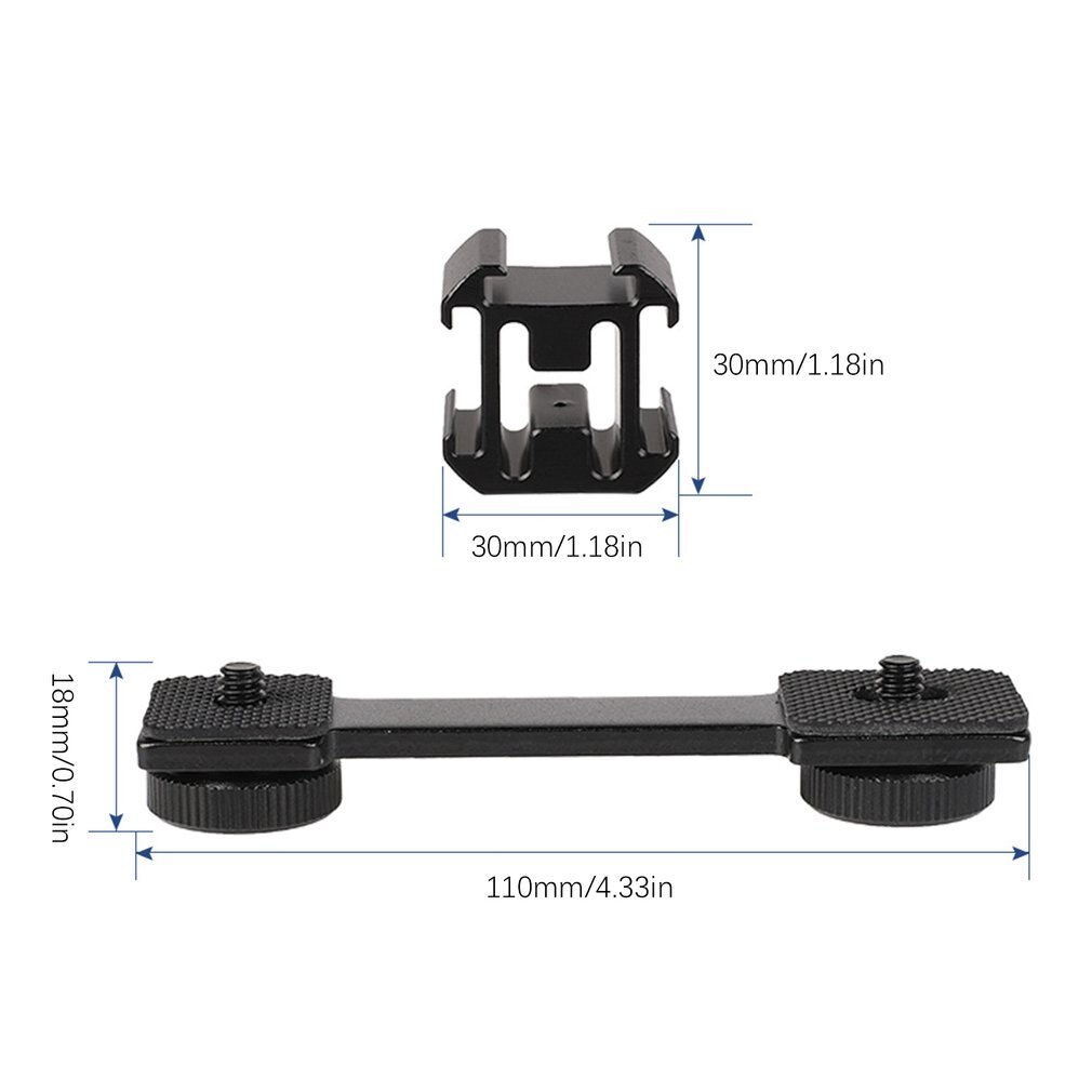 3 in 1 Triple Shoe Mount Adapter Extension Bracket Holder Boya BY-MM1 Microphone Stand for zhiyun Smooth 4 DJI OSMO mobile 2