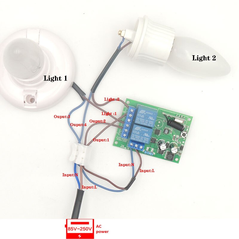 433 mhz trådløs fjernbetjeningskontakt  ac 110v 220v 2ch rf relæ og sender fjernbetjening motor/lys/husholdningsapparat