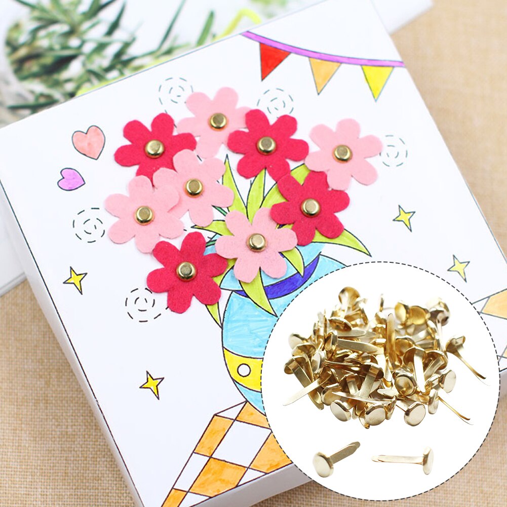 100Pcs Papier Fastener Sluitingen Diy Voor Kids Mini Brads Kantoor Multipurpose Lichtgewicht Duurzaam Ijzer Kaart Maken Craft Split Pins
