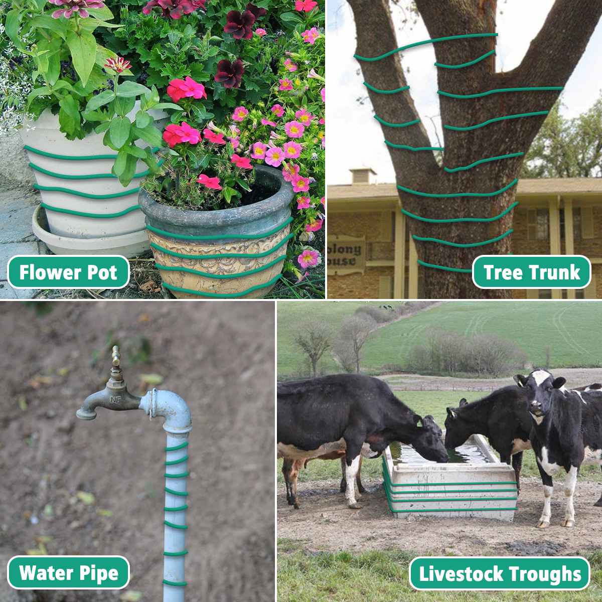 220V EU Plug-in Power Cord Self Regulating Heating waterproof Cable for Water pipe Freeze Protection, Reptiles Pets Heating