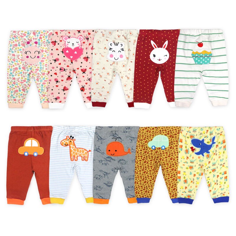 [2 pièces/lot couleur aléatoire] -né bébé pantalon dessin animé impression bébé fille vêtements printemps automne enfant en bas âge garçon pantalon coton enfant en bas âge pantalon