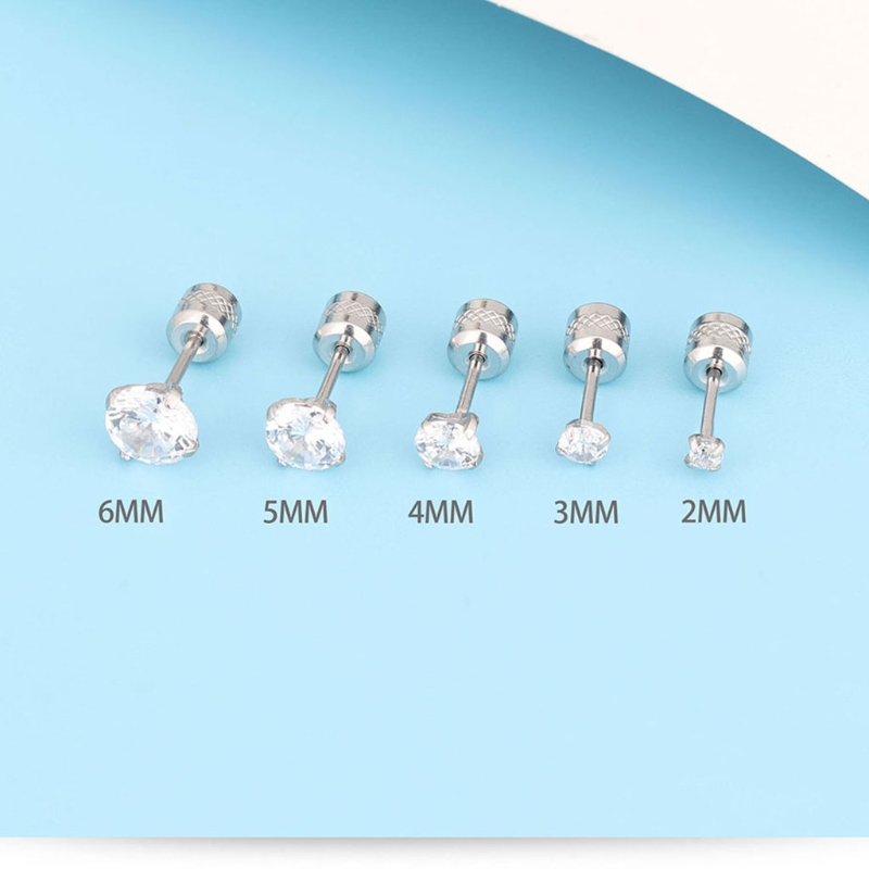 5 Pairs Rvs Cubic Zirconia Stud Oorbellen Set Voor Hypoallergeen Multi-Piercing Oren Van Mannen Vrouwen Jongens Meisjes