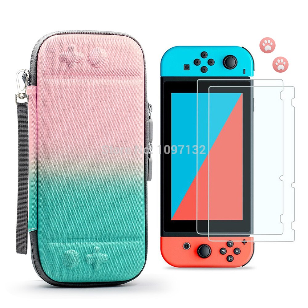 Funda de transporte para Nintendo Switch, Protector de pantalla de vidrio templado para Nintendos Switch: D