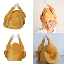 Unisex Christmas Hats Plush Funny Turkey Hat Thanksgiving Day Party Halloween Costume Hat Cap