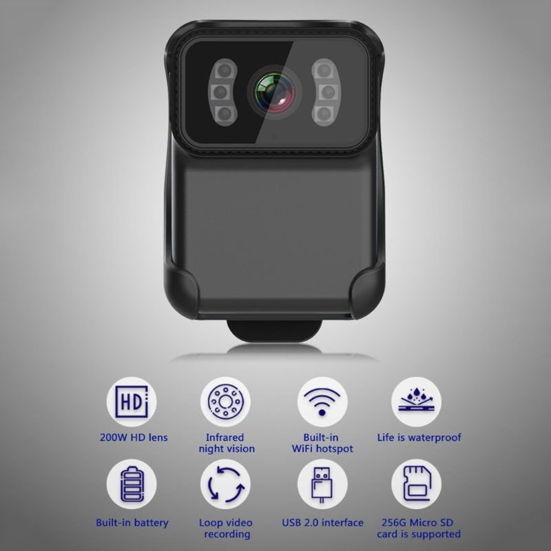 CS02 Law Enforcement Recorder 1080P 200M Pixel Wireless WiFi Camera MP4 Format Action DV Camcorder Built-in 900mAh Li-Po Q9QC