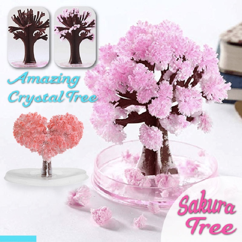Magic Groeiende Boom Papier Sakura Kristal Bomen Desktop Cherry Blossom Speelgoed Diy Roze Desktop Kersenbloesem Papier Bomen