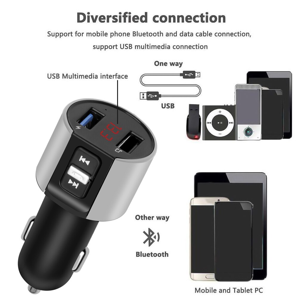 Transmisor FM con Bluetooth 5,0 para coche receptor de Audio manos libres inalámbrico, reproductor de MP3 3.1A automático, Cargador rápido USB Dual, accesorios para coche