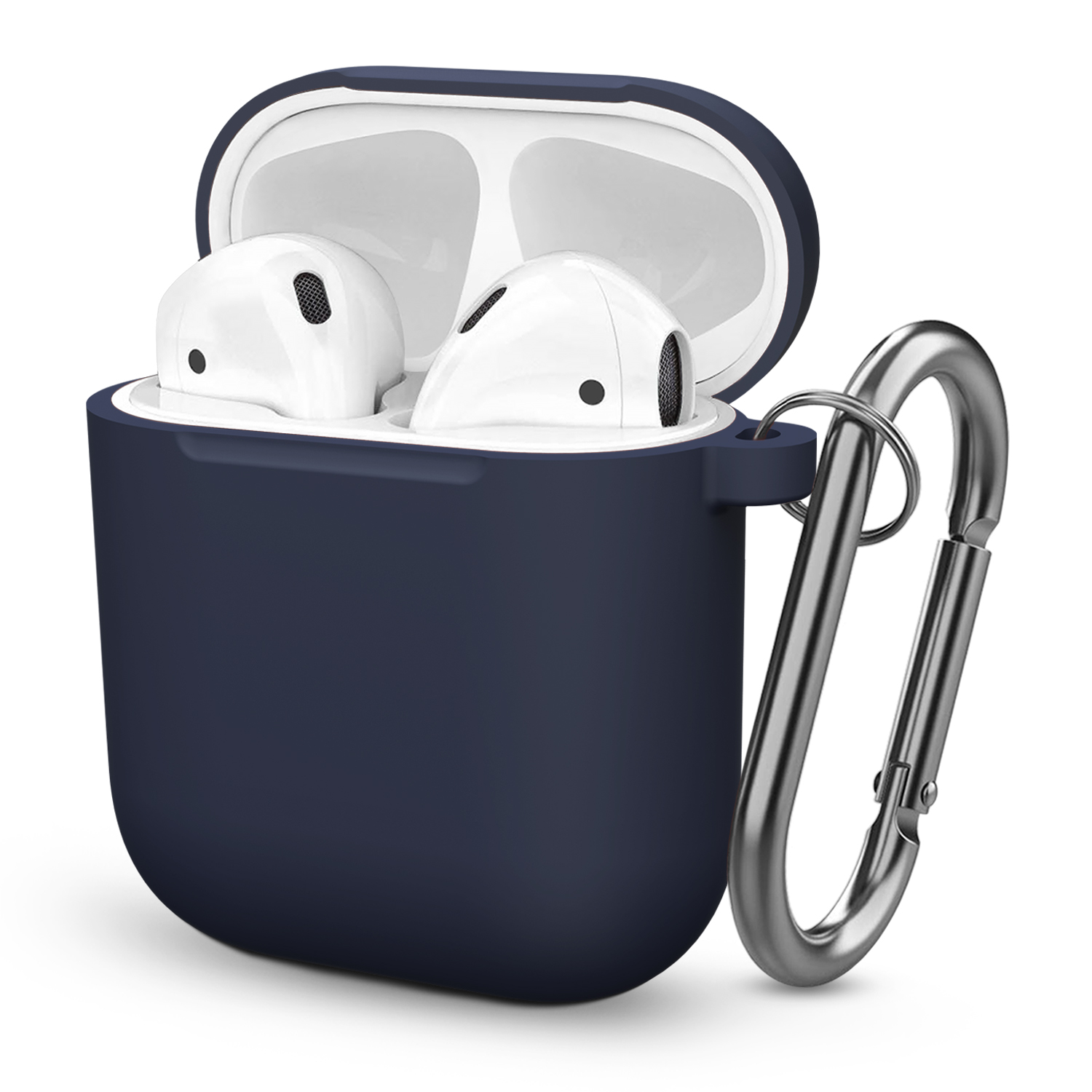 Siliconen hoes met haakafdekking voor Apple Airpods 1e 2e generatie 1 2 Beschermende schokbestendige draadloze koptelefoonhoes Oplaaddoos Zakken: Grey