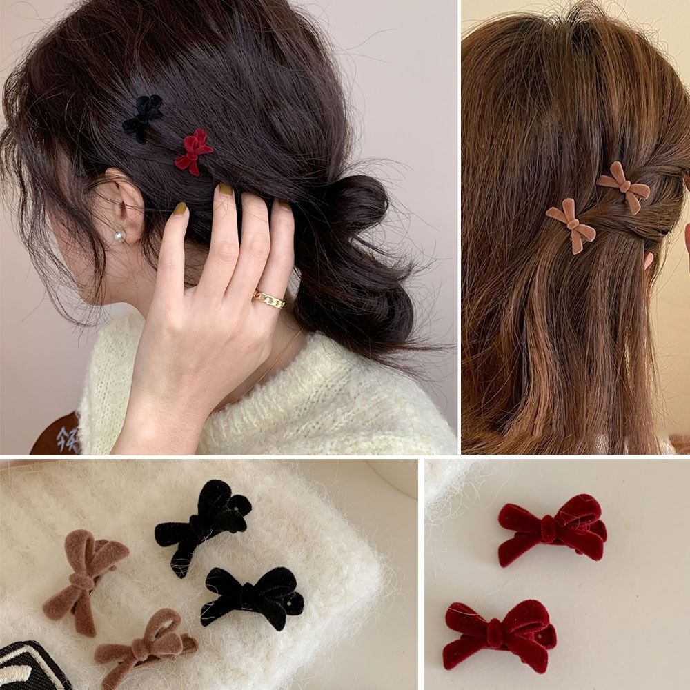 Horquilla de terciopelo con lazo para mujer, accesorios para el cabello, herramientas de peinado, pinzas para el cabello con lazo, Mini horquillas