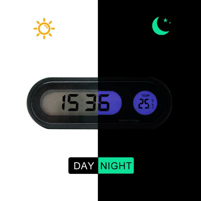 2 In 1 Portable Car Digital LCD Clock/Temperature Display Electronic Clock Thermometer Car Digital Time Clock Interior Parts