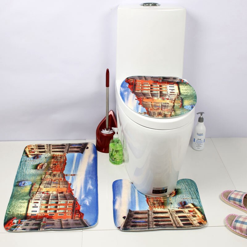 Fundas para asientos de inodoro, alfombras de franela Ocean World, alfombrilla de felpa para el baño, alfombrilla para el suelo del asiento, WC, tapa del inodoro, accesorios de baño: G