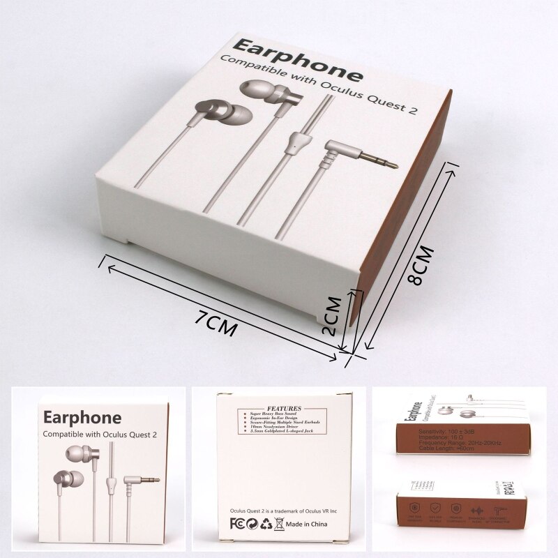 VR Game In-ear Earbuds Wired Earphones for -Oculus Quest 2 VR Headset Accessory