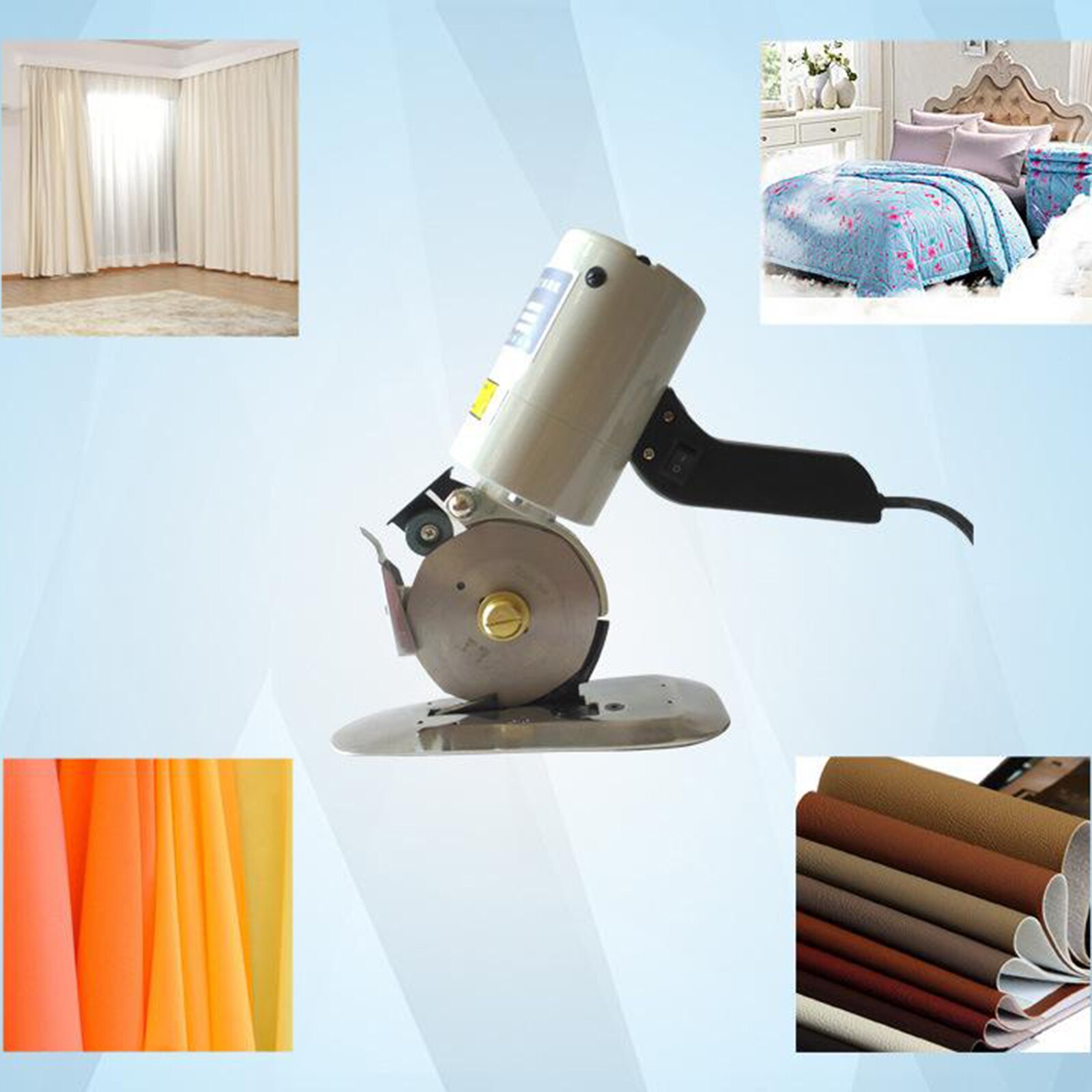 Electric Cloth Cutter 90mm Blade, Rotary Blade Fabric Cutting Machine, Electric Rotary Scissors for Multi Layer Leather Wool