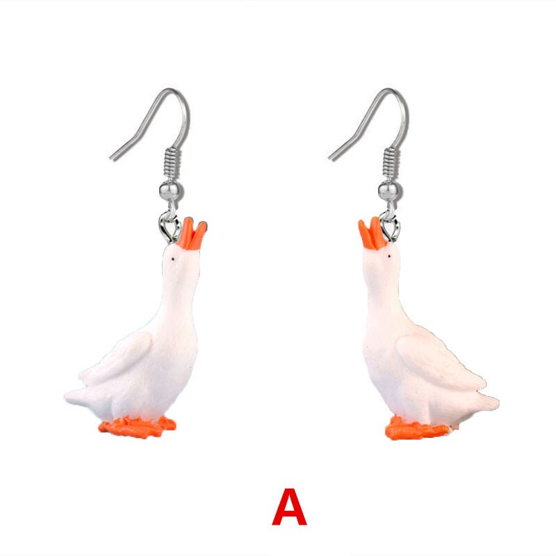 Sjove and øreringe søde hvide gås smykker ornamenter #39 personlighed: -en