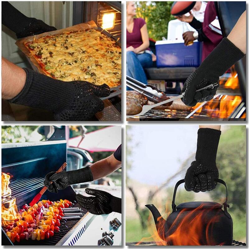 BBQ-handschoenen 1472 ° F Hittebestendige vuurvaste ovenwanten Lange siliconen wanten Grillhandschoenen voor keukenroker Barbecue Camping