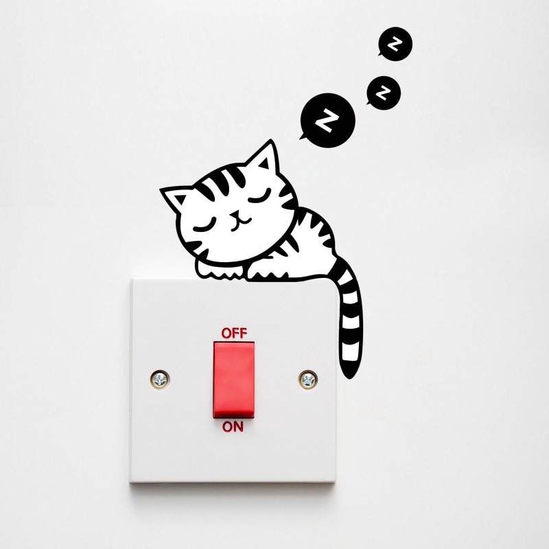 Cute Lovely Cat Light Switch Wall Stickers For Kids Rooms Diy Home Decoration Cartoon Animals Wall Decals Mural Art