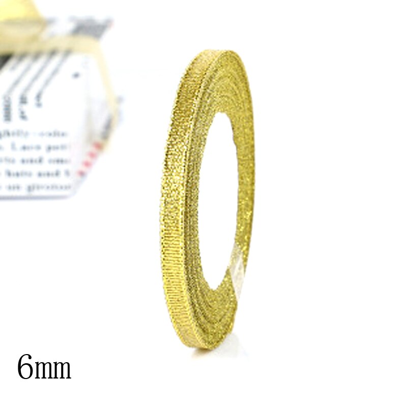 25Yard 22M Handgemaakte Goud Zilver Metallic Glitter Linten Voor DIY Ambachten Naaien Stof Christmas Party Bruiloft Benodigdheden wrap: 2.   6mm