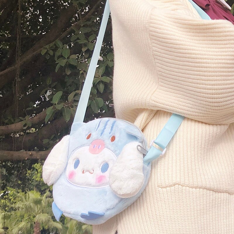 Joli sac en peluche japonais cannelle pour bébé, sac en peluche, doux et mignon, sac à bandoulière Kawaii pour chiens, pour filles