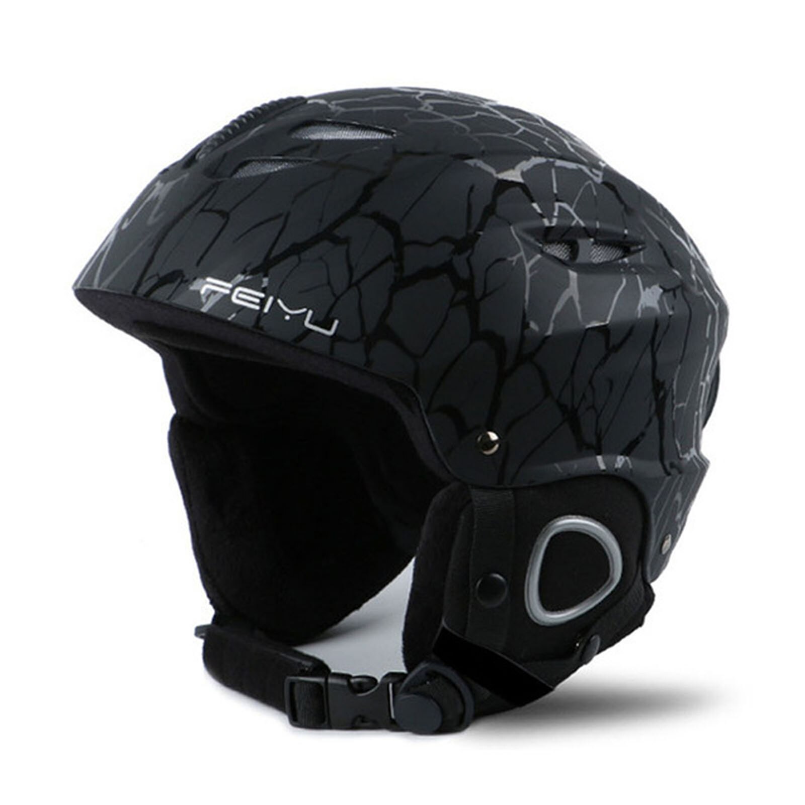 Unisex Ski Helm Integraal-Gegoten Skiën Helm Voor Volwassen En Kinderen Sneeuw Helm Skateboard Ski Snowboard Helm: Black / L