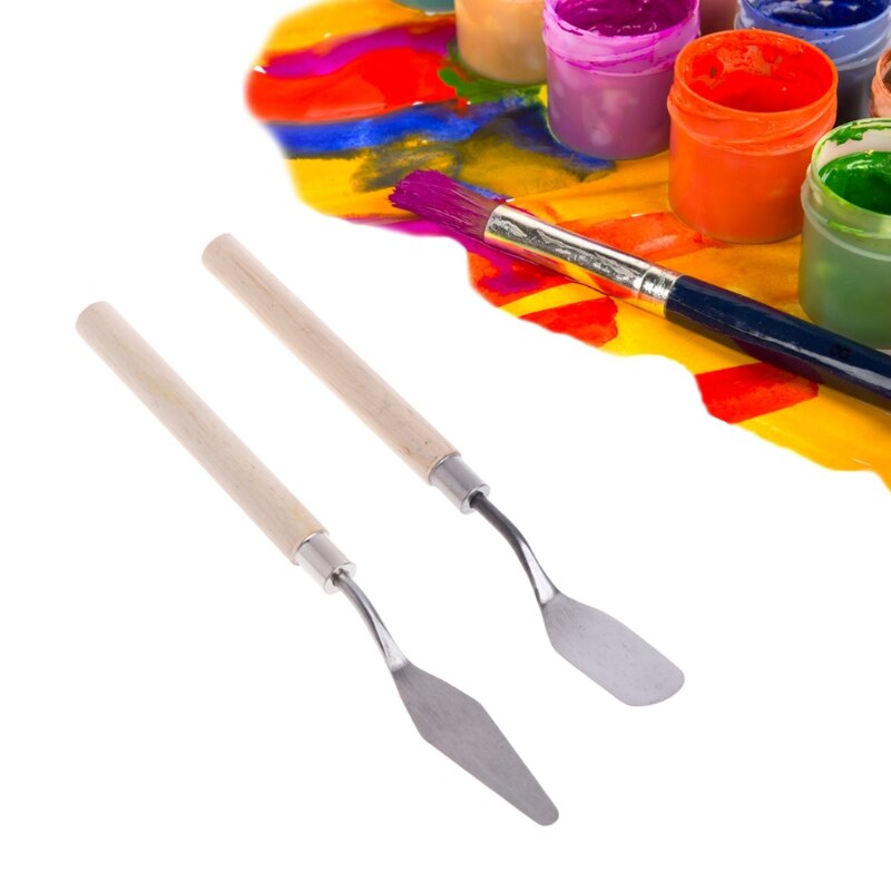 2Pcs Stainless Steel Palette Knife Spatula Scraper for Mixing Art Oil Painting