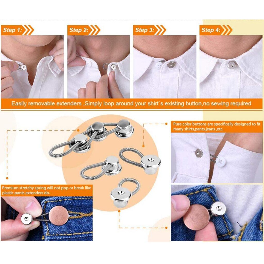 10 Pieces Collar Extenders/Neck Extender for Mens Dress Shirt - Wonder Button For Expansion