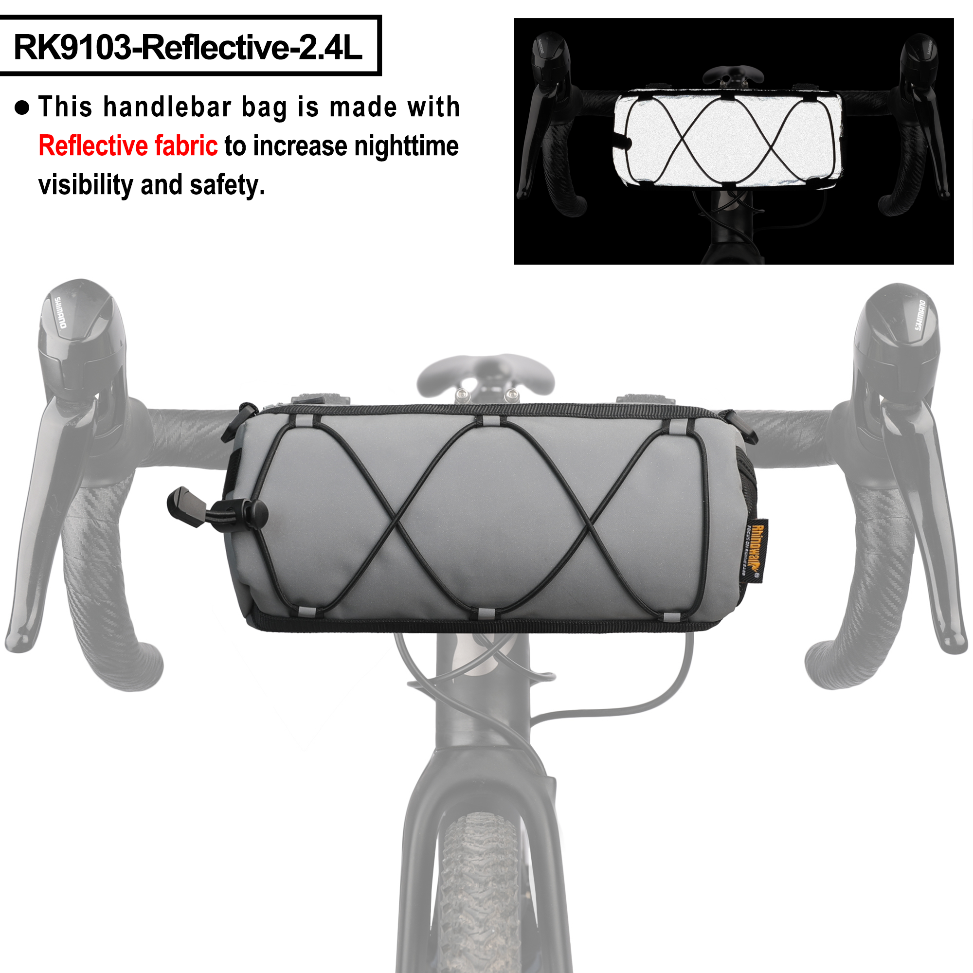 Rhinowalk Fahrradtasche, Lenkertasche, 2,4 l, großes FassungsvermöGen, reflektierende Fahrradtasche oder andere Farben, MTB, Rennrad, Fahrradrahmen, Schlauchtasche: Weiß