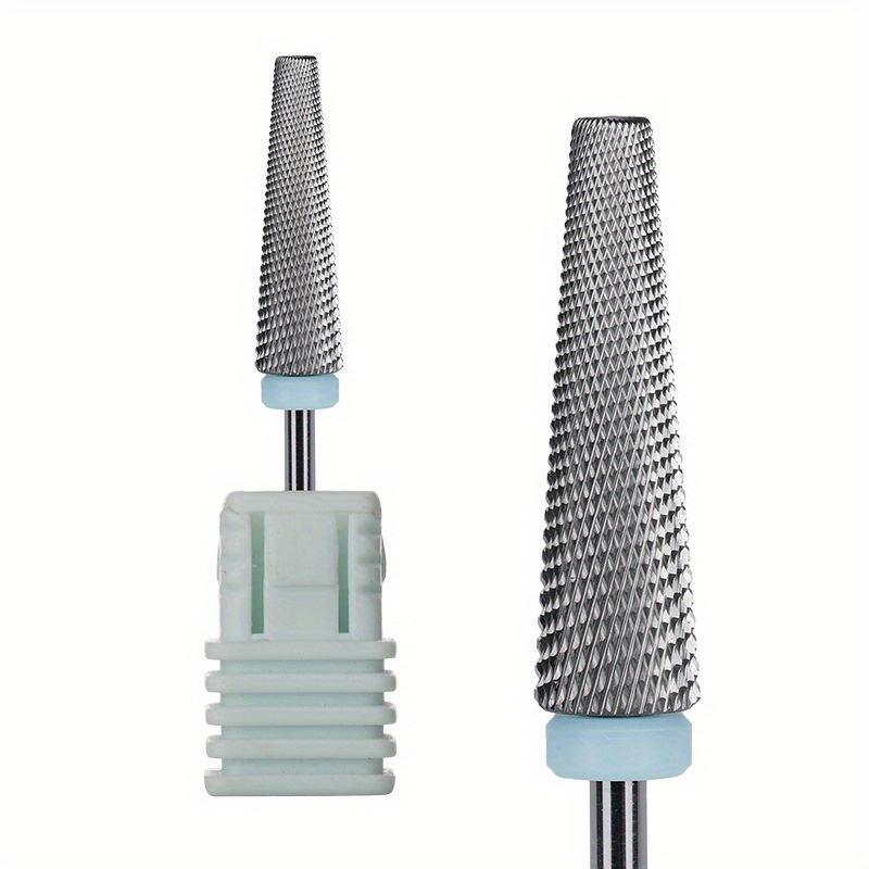 Brocas para uñas superlargas 5 en 1, broca cónica cruzada de carburo de 3/32 pulgadas, Lima eléctrica giratoria bidireccional, accesorios para manicura: Amarillo claro