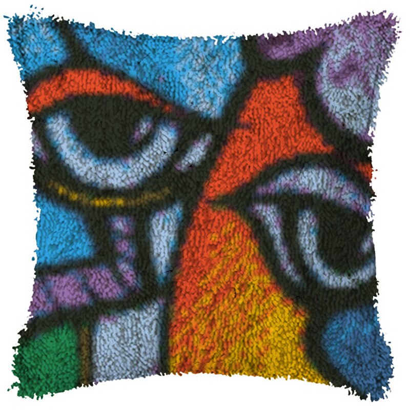 Kit de tapis à crochet en treillis de fleurs, pour bricolage, Segment, oreiller brodé en laine, point de croix, ensemble de tapis, artisanat: Orange