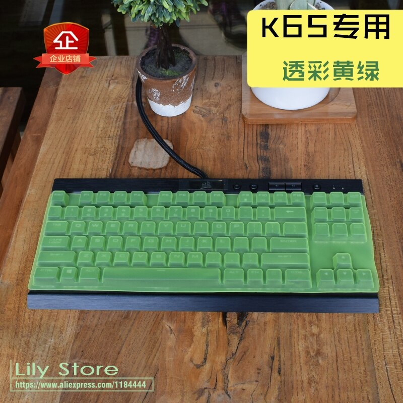 Cubierta de teclado mecánico para juegos Corsair K63 rojo K65 RGB LUX Rapidfire piel película Oficina teclado de escritorio cubierta antipolvo: green