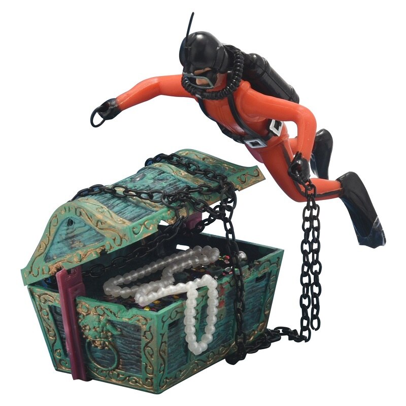 Skarb łowca skarbów nurek ozdoba robić akwarium Pomarańczowy