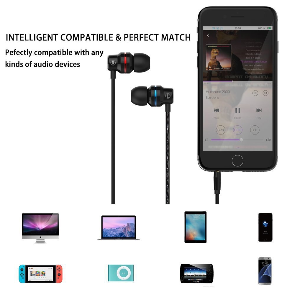 Bedrade oortelefoon voor huawei honor oppo 10, 9 lite 8, 7 plus, in-ear, zware bas, stereogeluid, oordopjes voor gaming, oordopjes met microfoon