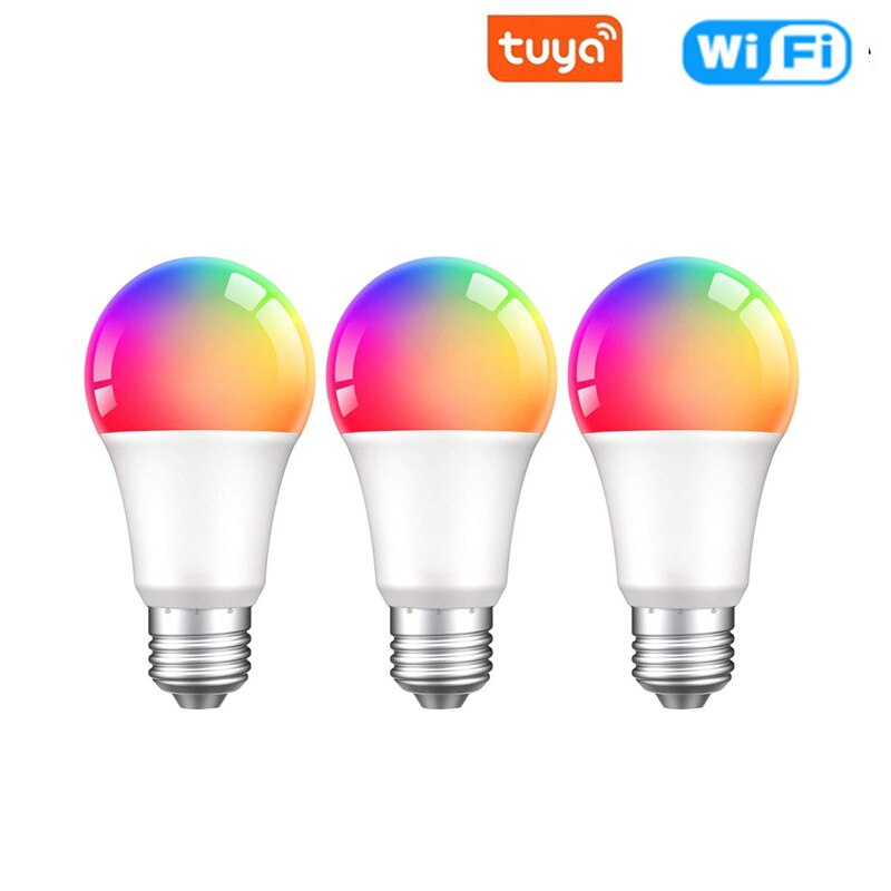 Tuya smart lyspære 15w zigbee 3.0 wifi  e27 fargerik rgbcw dimbar 85-265v smart home led lampe kompatibel alexa google home: 3 stk wifi versjon