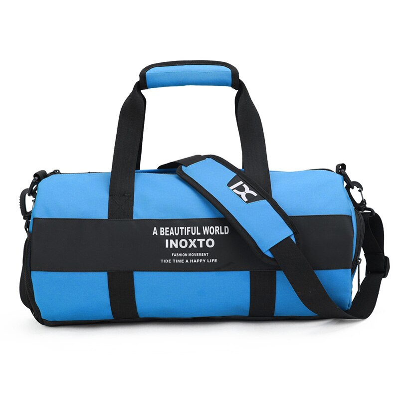 Gym tasker mænd sport fitness pakke skulder sport taske håndtasker mandlige rejsetasker polyester vandtæt håndtaske kvinde: Blå farve