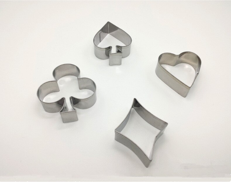 4 stks/partij Poker Cookie Mold Rvs Speelkaarten Cake Fondant Mold Spade Heart Club Diamond Biscuit Cutter PD 010