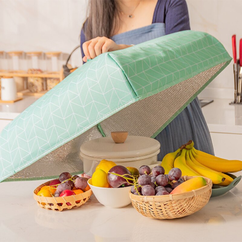 Foldable Food Covers Keep Warm Aluminum Foil Thermal Food Dust Cover Dishes Insulation Useful Kitchen Gadgets Accessories