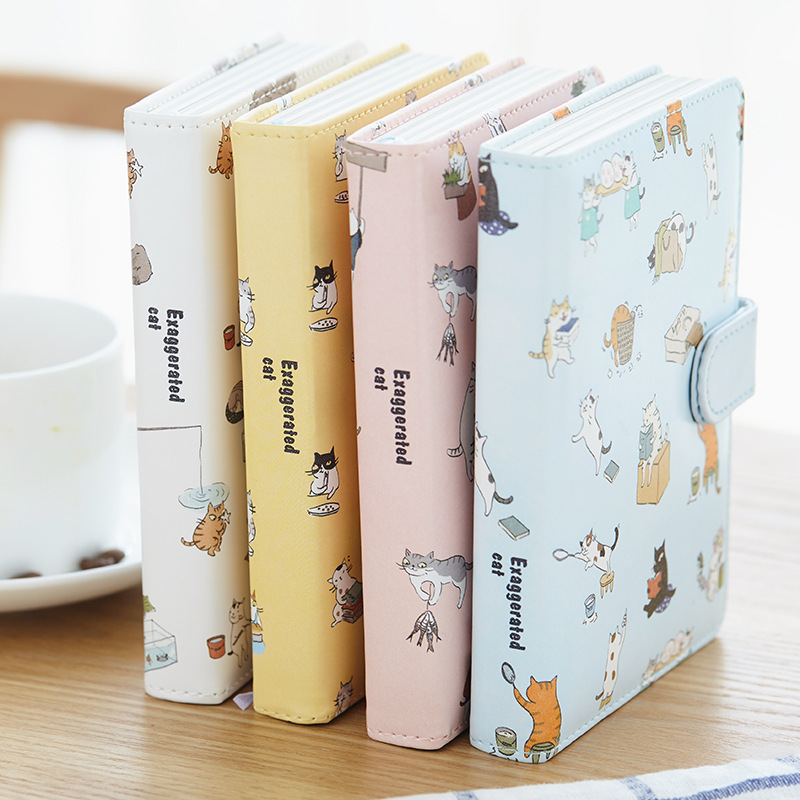 Cute Kawaii Cat Stationery Leather Notebook Japanese Style Color Page Notebook Bullet Diary Agenda Planner Filofax Notepad