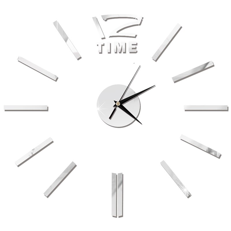 3D Wall Clock Mirror Wall Stickers DIY Wall Clocks Removable Art Decal Sticker Home Decor Living Room Quartz Needle: Silver 4