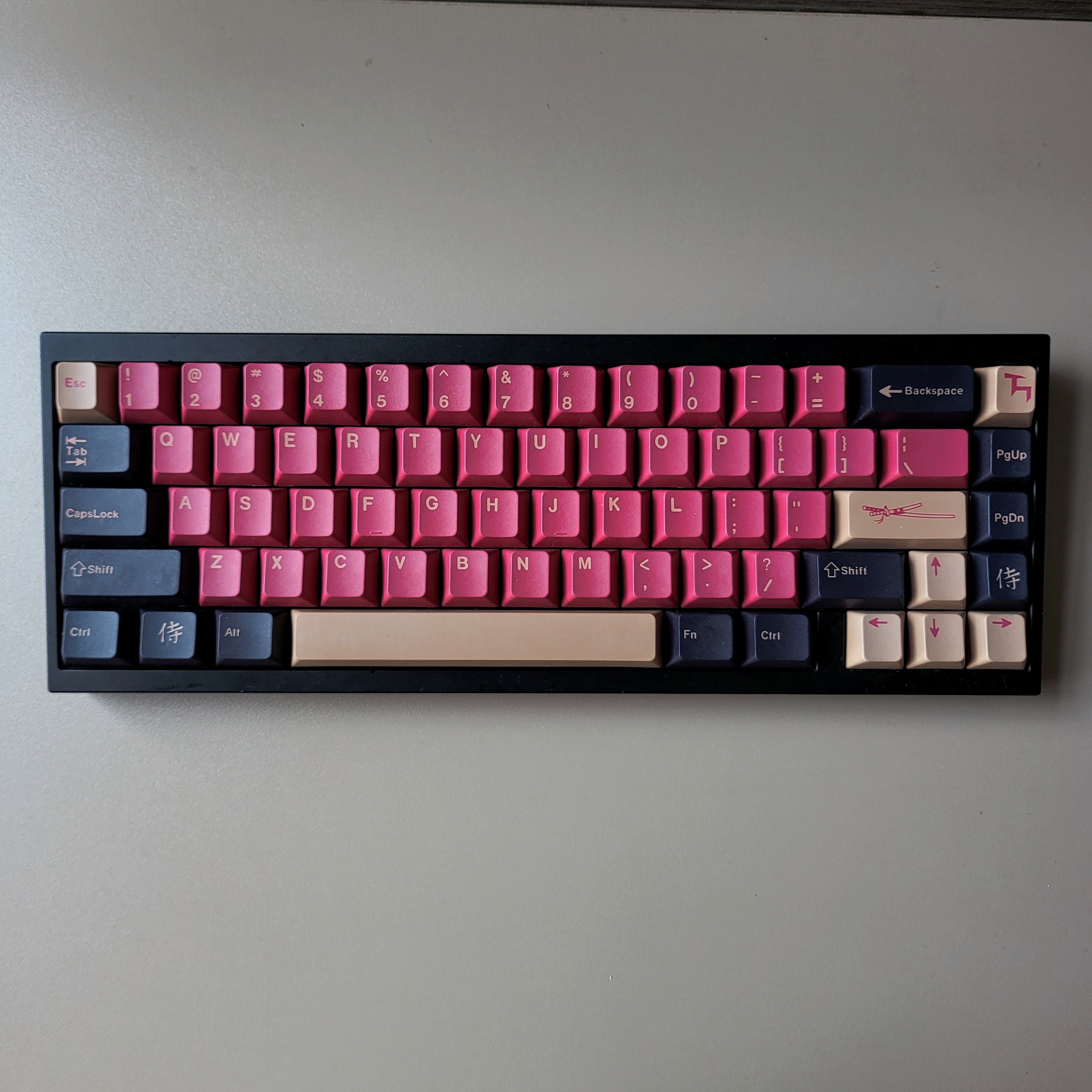 ES español PBT Keycaps MOA cereza rojo azul Samurai noche Sakura Morandi tinte Sub Keycap para teclado mecánico Ansi de ISO