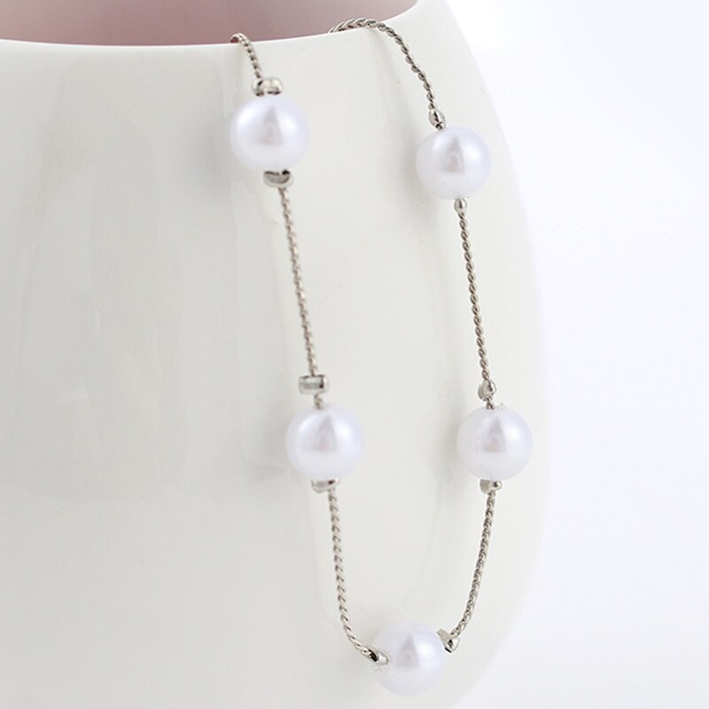 Bijoux Pulsera Minimalist Cute Imitation Pearl Pulseir Charm Link Chain Bracelets for Women Jewelry Girl Bangle