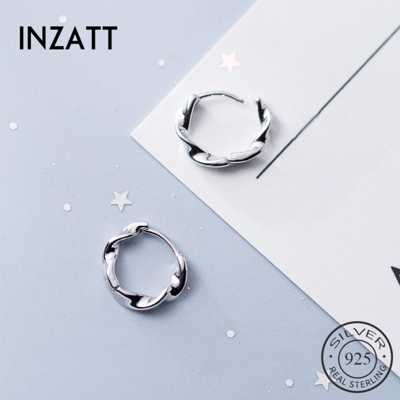 INZATT Real 925 Sterling Zilver Minimalistische Golf Lijn Stud Oorbellen Voor Mode Vrouwen Party Fijne Sieraden Accessoires