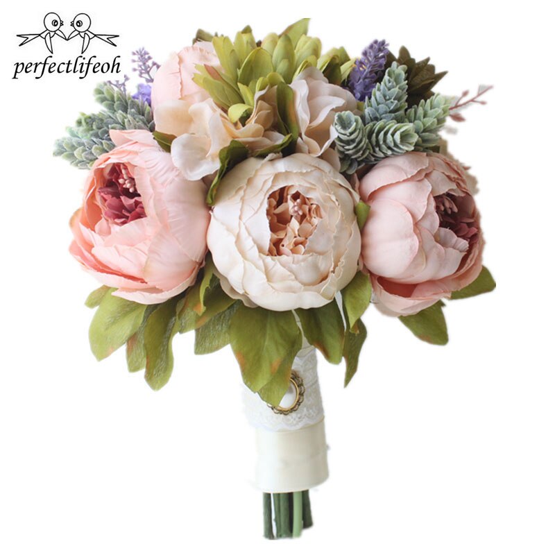 Perfectlifeoh-ramo de Camelias para boda, plantas florales, , ramo de recuerdo con mango de encaje, flores de boda con tema de jardín