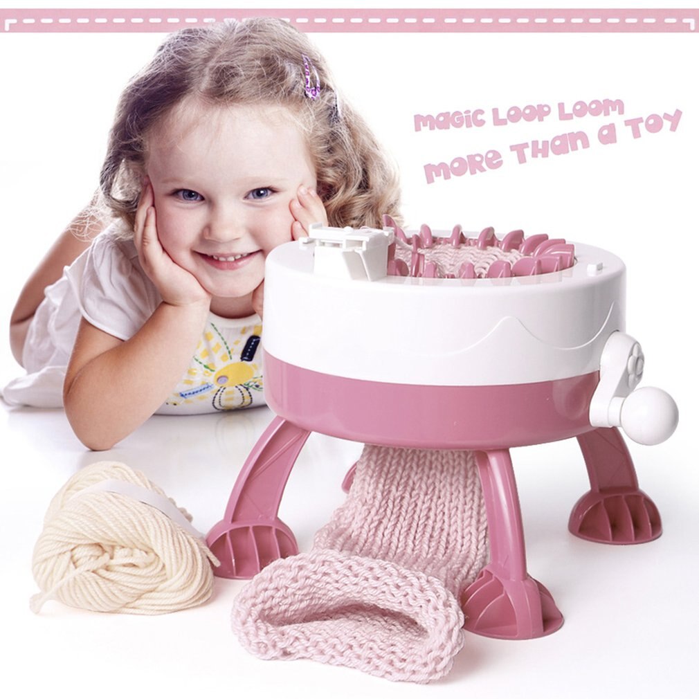 Bib-máquina de tejer con cilindro de estrella para niños, juguete de juego de rol, 22 agujas, cilindro, tejer lana