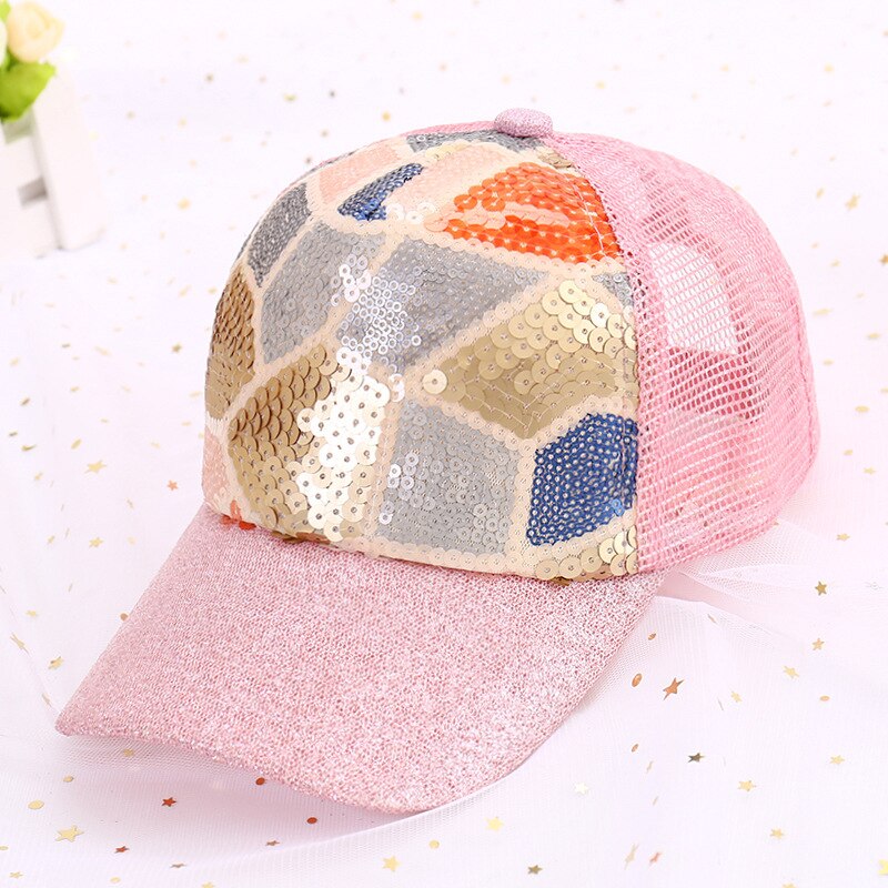 Enfants bébé filles enfant en bas âge enfants paillettes paillettes Sparky chapeau casquette soleil plage été Baseball Bonnet bord bleu rose or