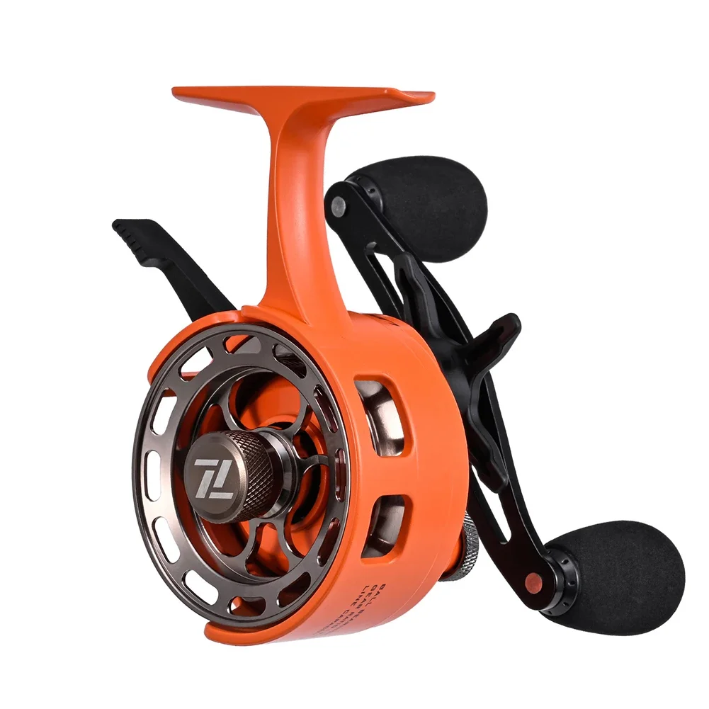 1 stks Overbrengingsverhouding Lager Inline Ijsvissen Reel Met Magnetische Systeem Ijsvissen Reel Winter Diepwatervissen Reel Reel: Rood