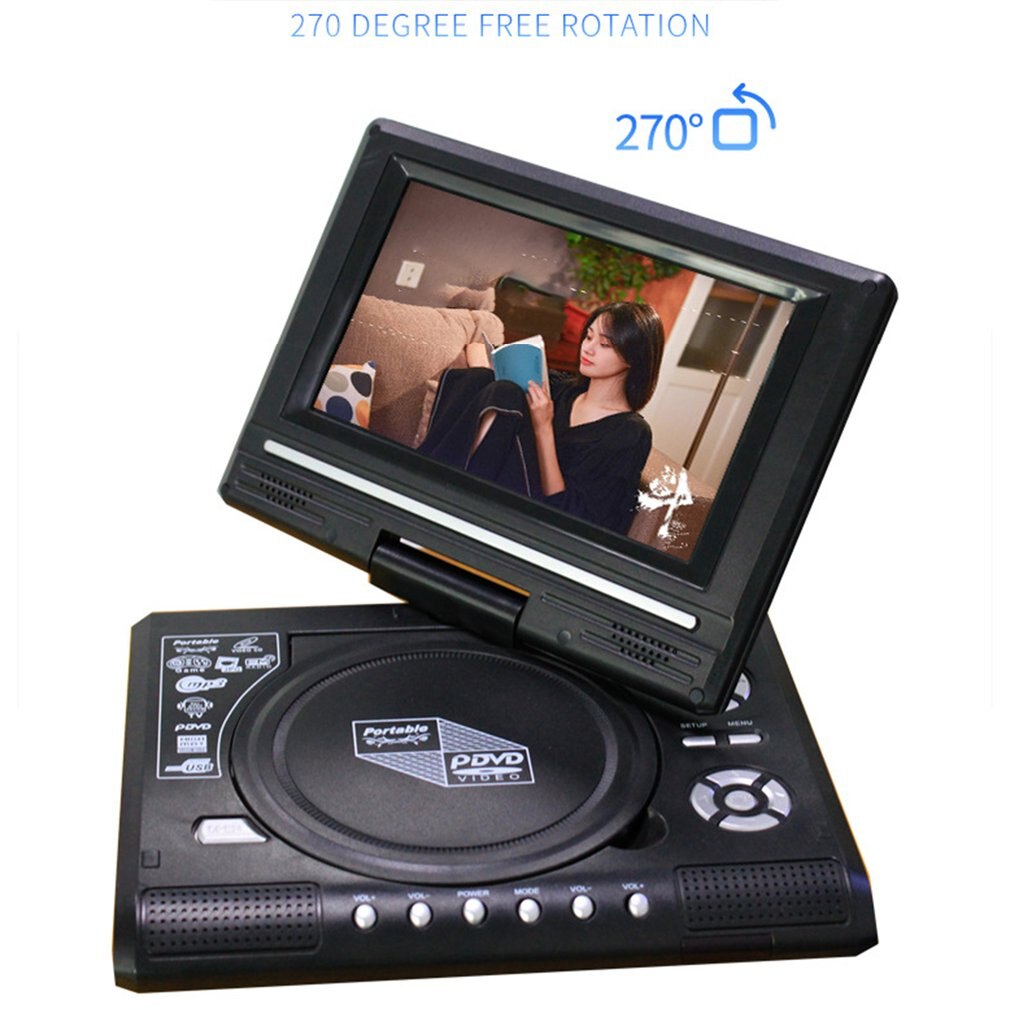 Lecteur DVD Portable HD TV 7.8 pouces, écran LCD rotatif 16:9, lecteur DVD VCD CD MP3 cartes USB RCA TV Portable