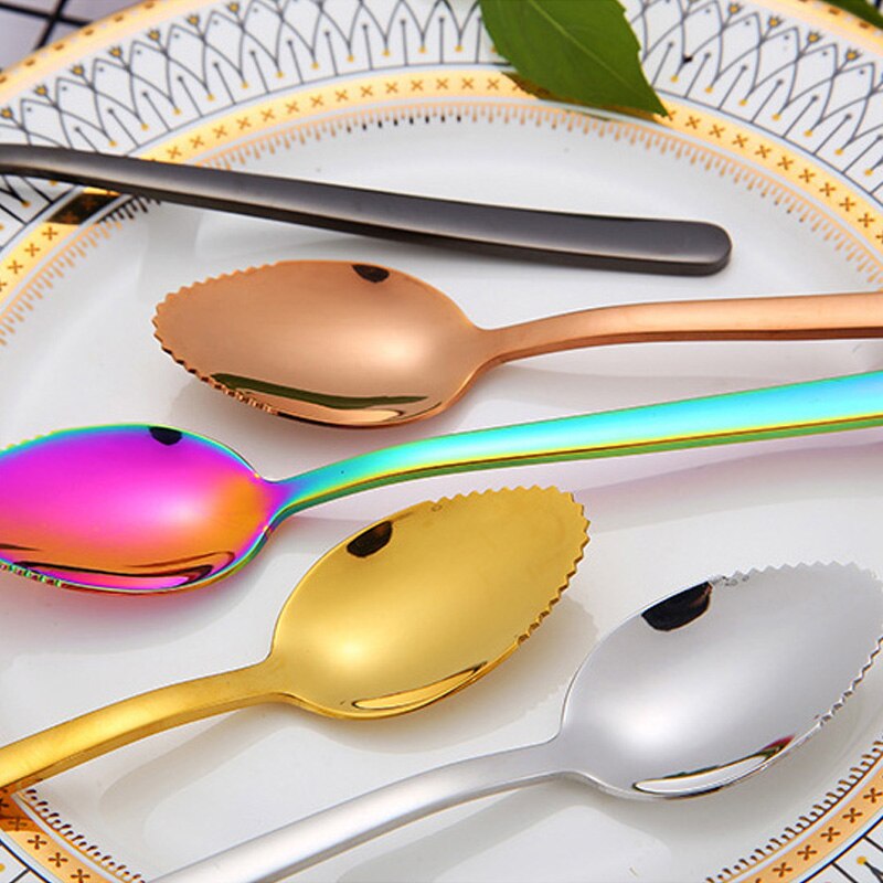 Cuillère à Dessert, cuillère, pamplemousse, fruits en forme de fruits en acier inoxydable, enfants ustensiles de table pour bébés, Gadget de cuisine accessoires de cuisine 6 pièces