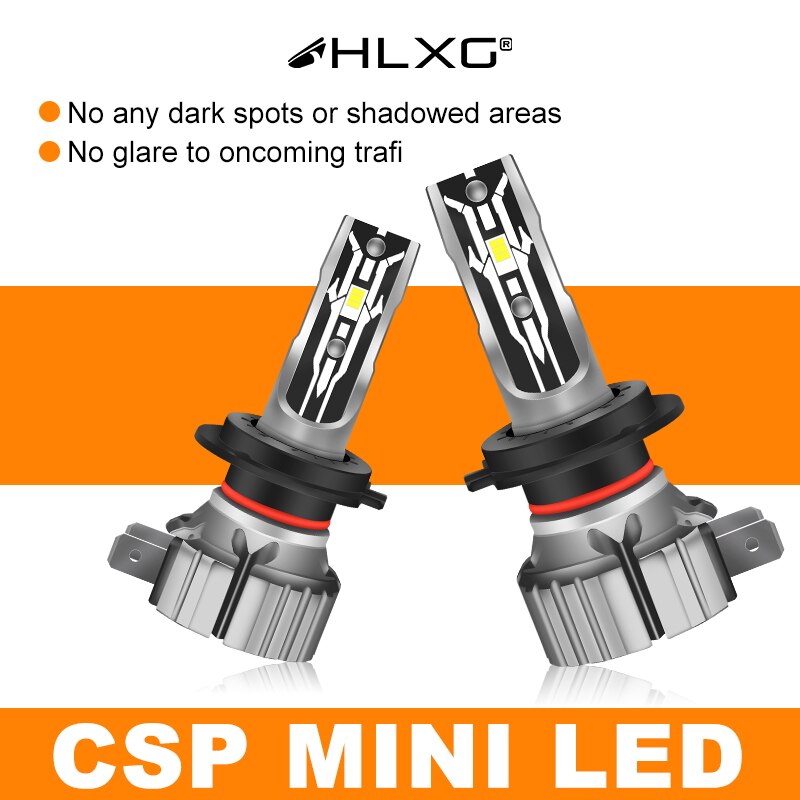 HLXG lampada projetor h4 led mini projetor carro farol HB4 HB3 H11 H7 led headlight Bulbs 9005 9006 Motorcycle Fog Lamp Fanless