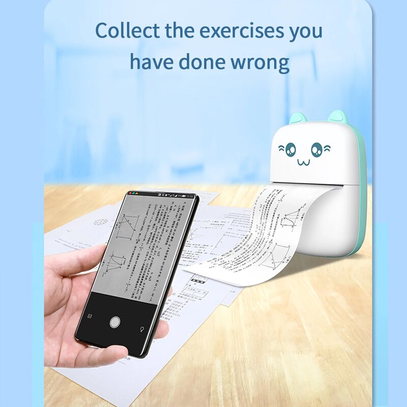 Draagbare Thermische Printer Draadloze Mini Kat Print Foto Pocket Thermische Label Printer 58Mm Printing Bluetooth Android Ios Printers