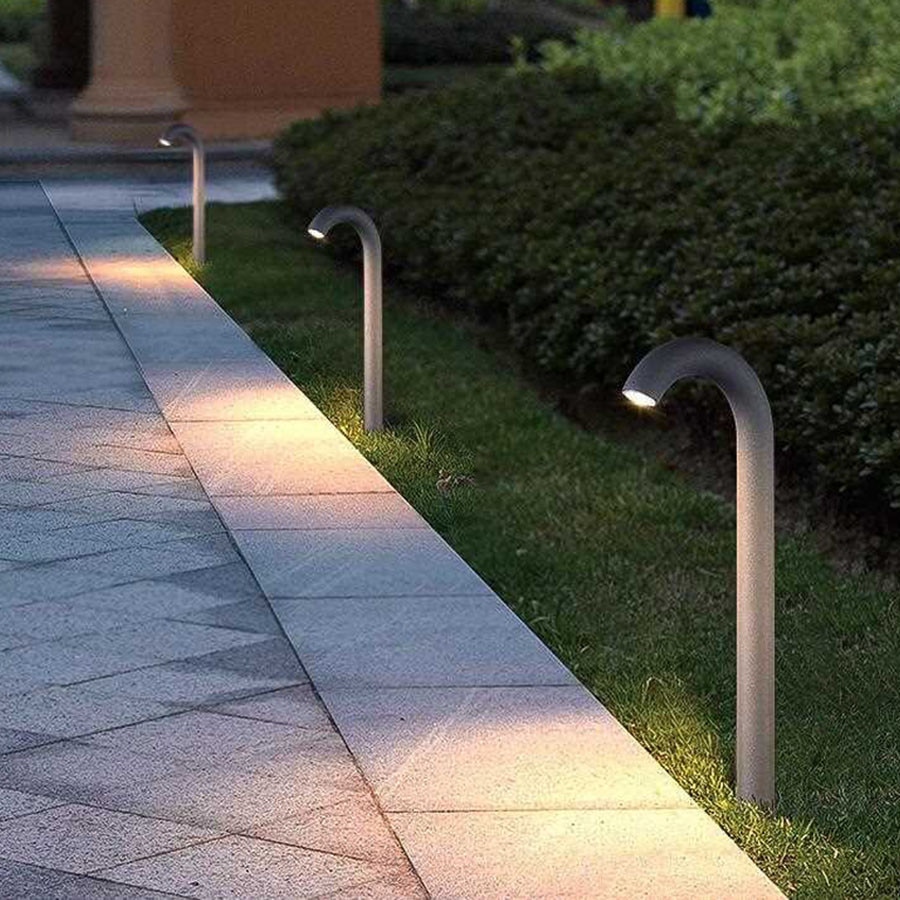 Thrisdar 40/50CM Outdoor Garden Post Lawn Pillar light Waterproof Bending Tap Spotlight landscape Road Pathway Bollard Lamps
