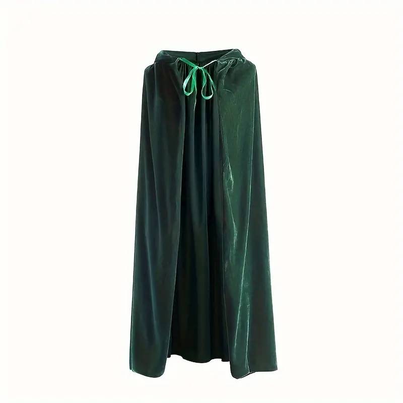 Medieval Black Hooded Cloak Adult Kid Unisex Velvet Cloak Halloween Vampire Witch Cosplay Costume Green White Robe Cape Costume
